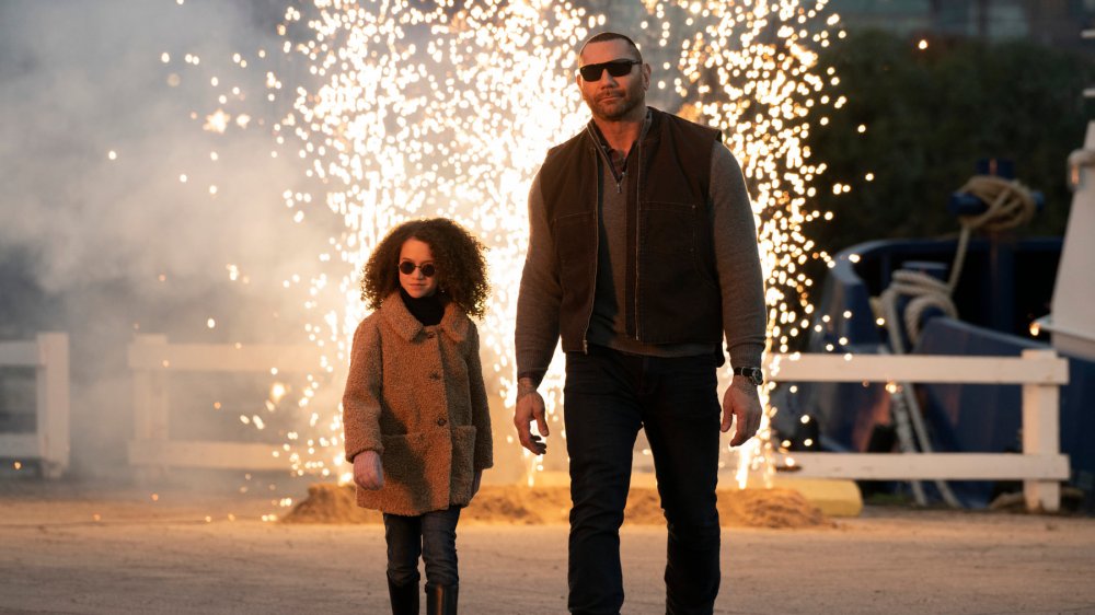 Chloe Coleman and Dave Bautista in My Spy