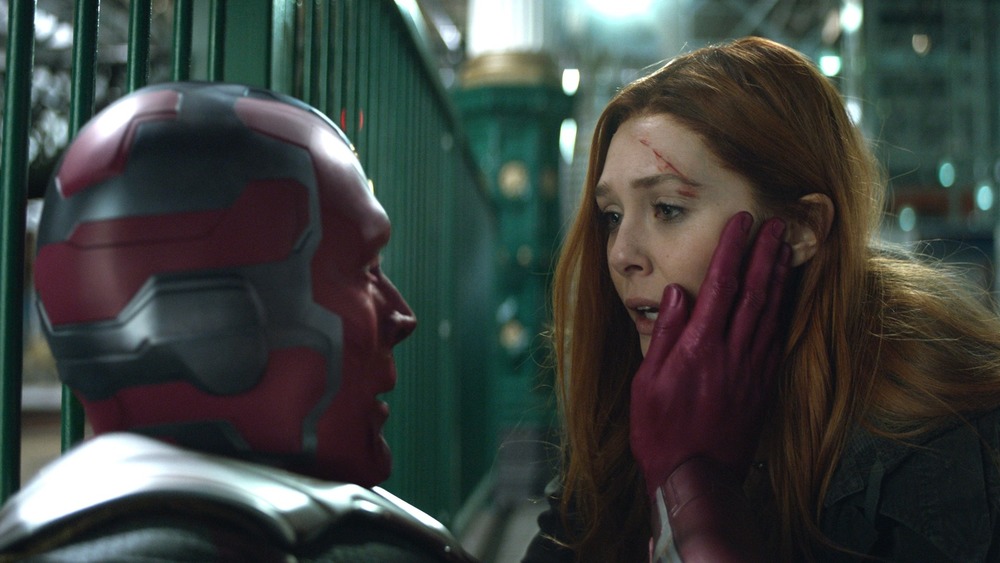 (from left to right) The Vision and Wanda Maximoff in WandaVision