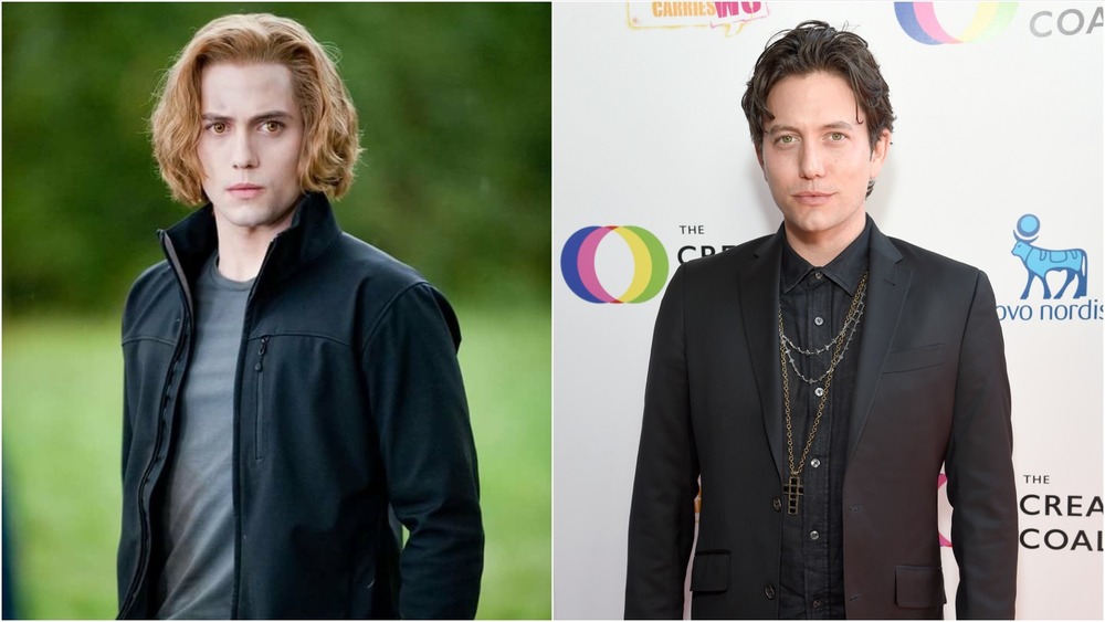 Jackson Rathbone in Twilight (L) and at a 2019 red carpet event (R)