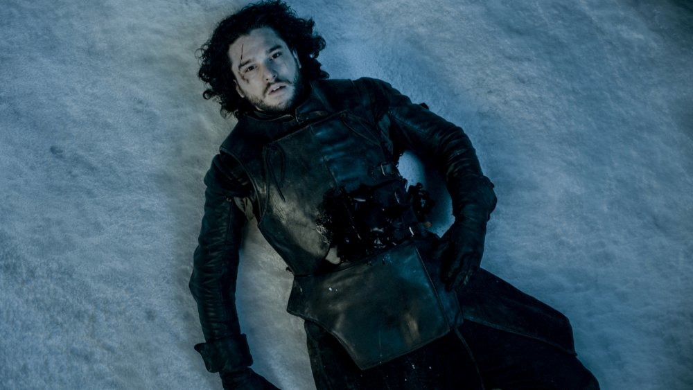 Kit Harington as Jon Snow bleeding out on Game of Thrones
